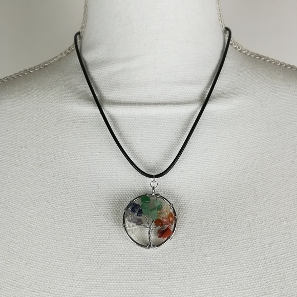 Tree of Life chakra 7 stone reiki healing necklace - Picture 2 of 3